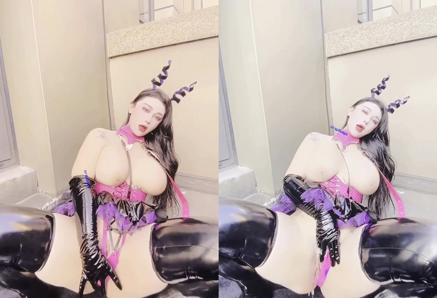 高价福利！微博128万粉，巨乳肥臀女神尤物【芷仪g宝】最新露脸定制，制服小恶魔大黑牛自慰，淫语挑逗(2)